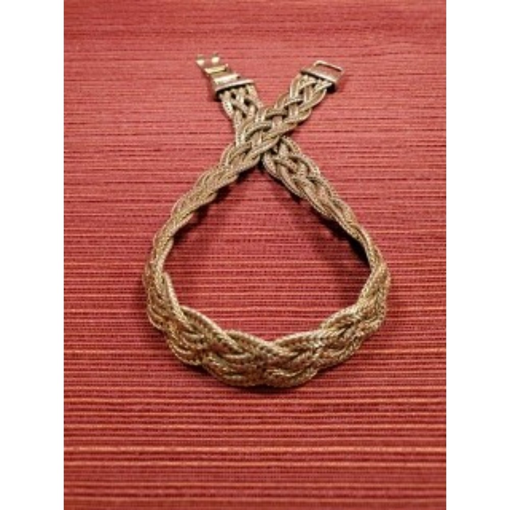 Vintage 16" X 1" Silver-Tone 5 Strand Braided Choker Necklace